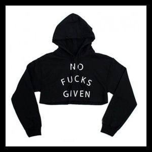 Swim - BNWT- “No F-cks Given” Black Hoodie Crop Sweat Jac Swim - BNWT- “No F-cks Given” Black Hoodie Crop Sweat Jac